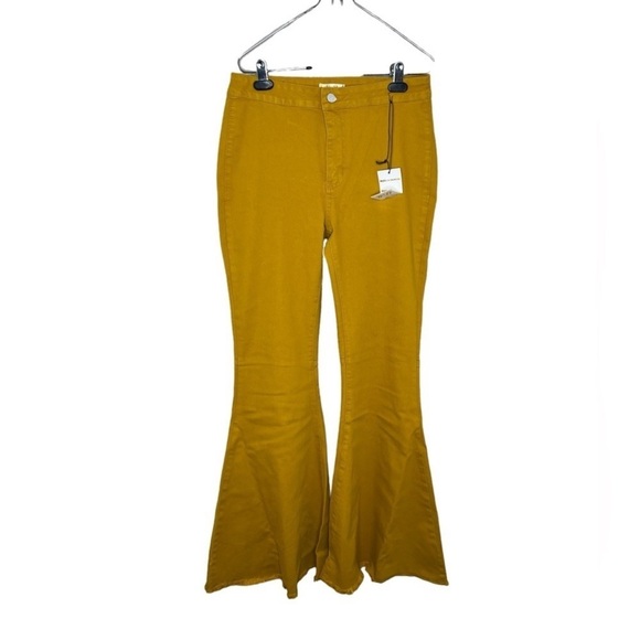 Home Folk Women's Mustard High Rise Flare Jeans - Picture 2 of 13